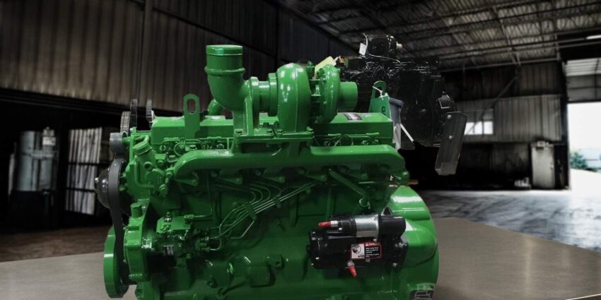 Green industrial machine in a large shop.
